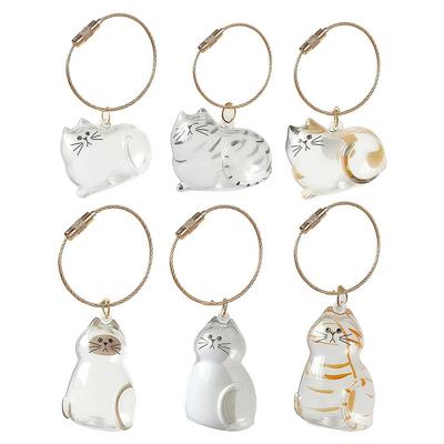 6pcs Transparent Acrylic Cat Hair Storage Keyring