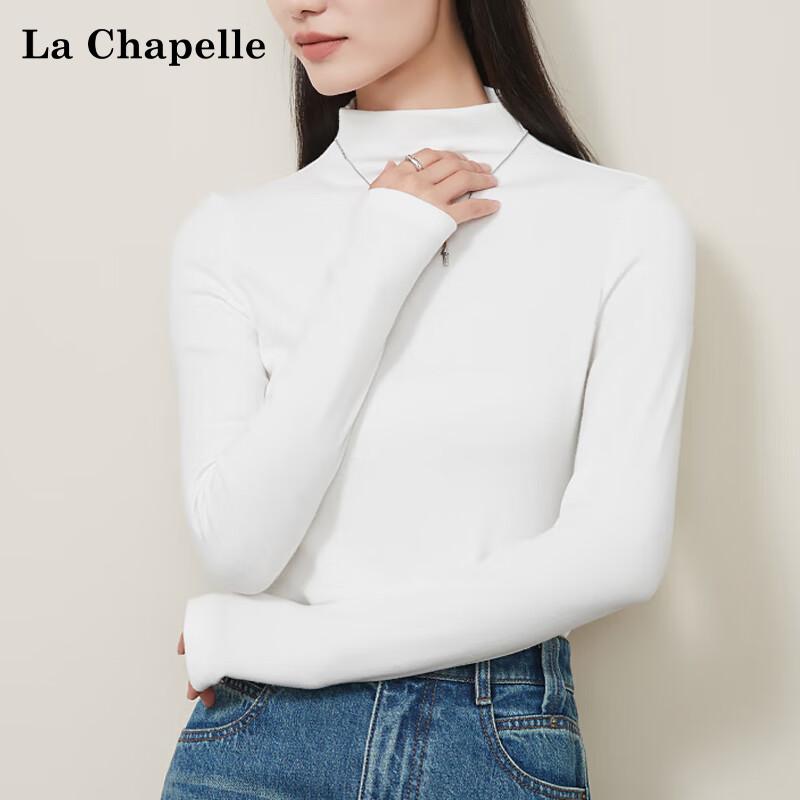

La Chapelle Women s Pure Cotton Semi-High Neck Long Sleeve T-Shirt M