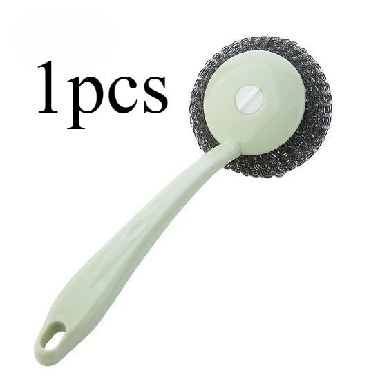 Steel wire brush kitchen can be hung pot brush long handle to oil cleaning brush with steel ball brush dishwasher