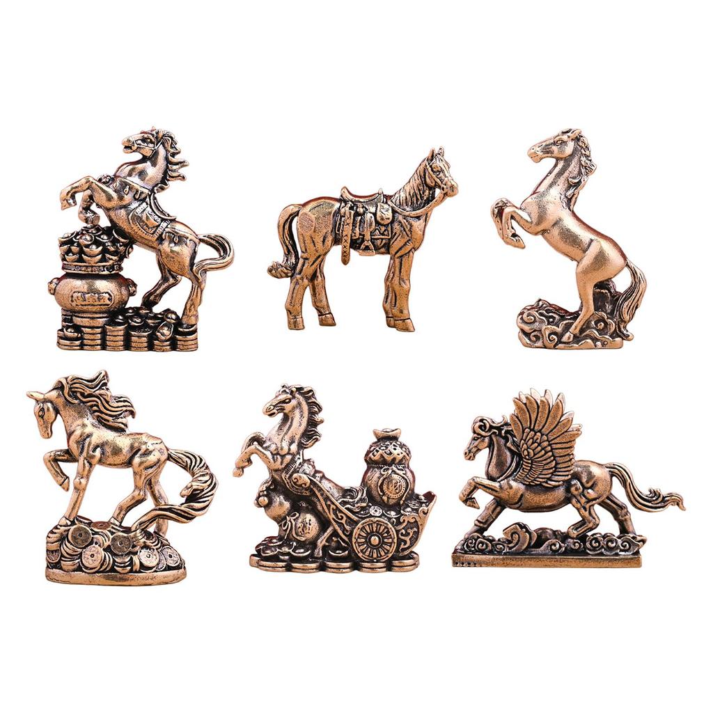 Horse Miniature Figurine Tabletop Ornament Art Crafts Vintage Feng Shui Decor for Table Desk Home Decoration Birthday Gift