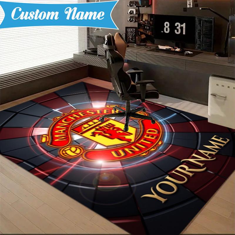 Custom Name Manchester Fc Rug Indoor Floor Mat Chair Rug Perfect for Living Room, Bedroom, Playroom, Game Room Christmas fan gifts