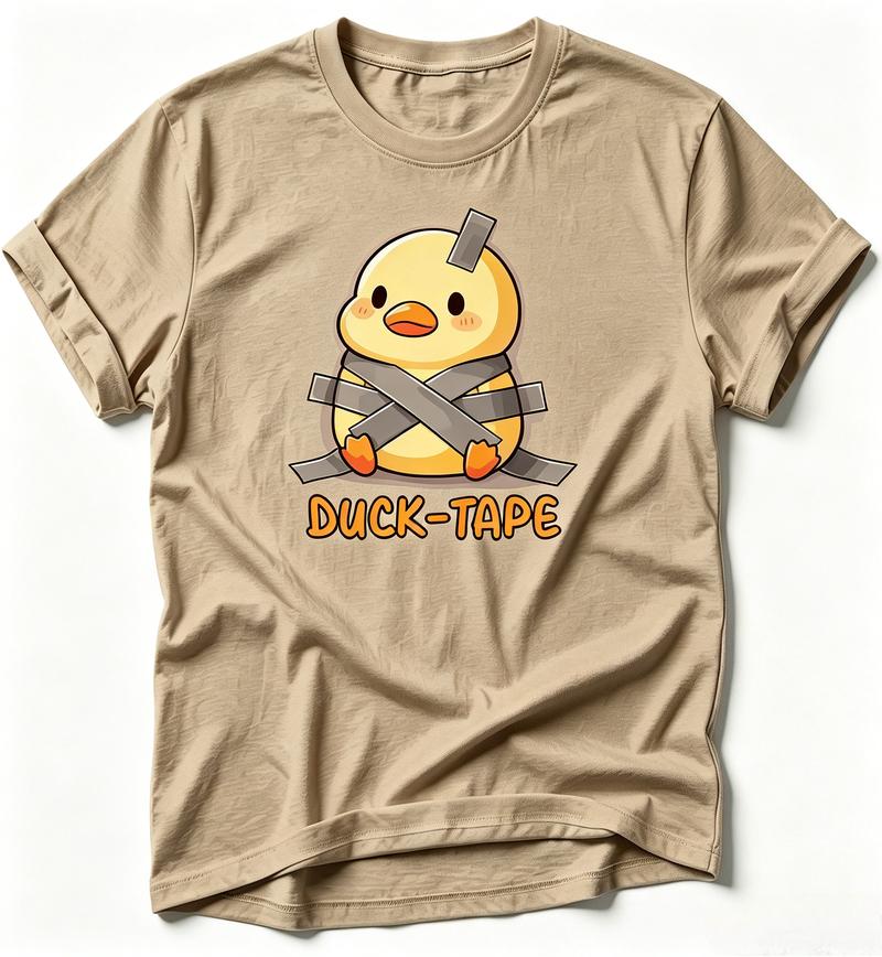 Funny Ducktape Pun T Shirt Cute Sticky Tape Duck Cartoon Graphic Tee Casual Short Sleeve Cotton Tops For Unisex Unisex