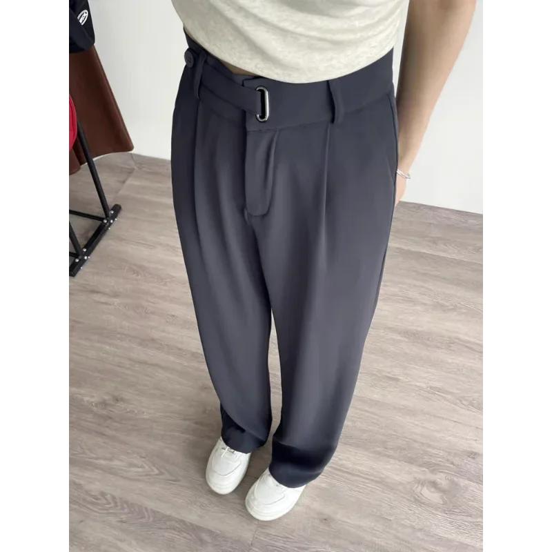 

Straight Spring Summer 2025 New Wide-leg Black Suit Pants for Women with High-end Draped S сірий
