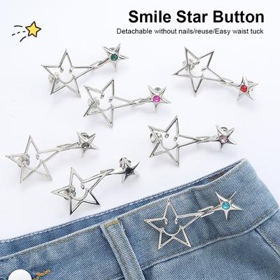 Smiling Pentagram Waist Buckle Detachable No-staple No-sew Button Convenient Buckle Skirt Pants DIY Clothing Accessories