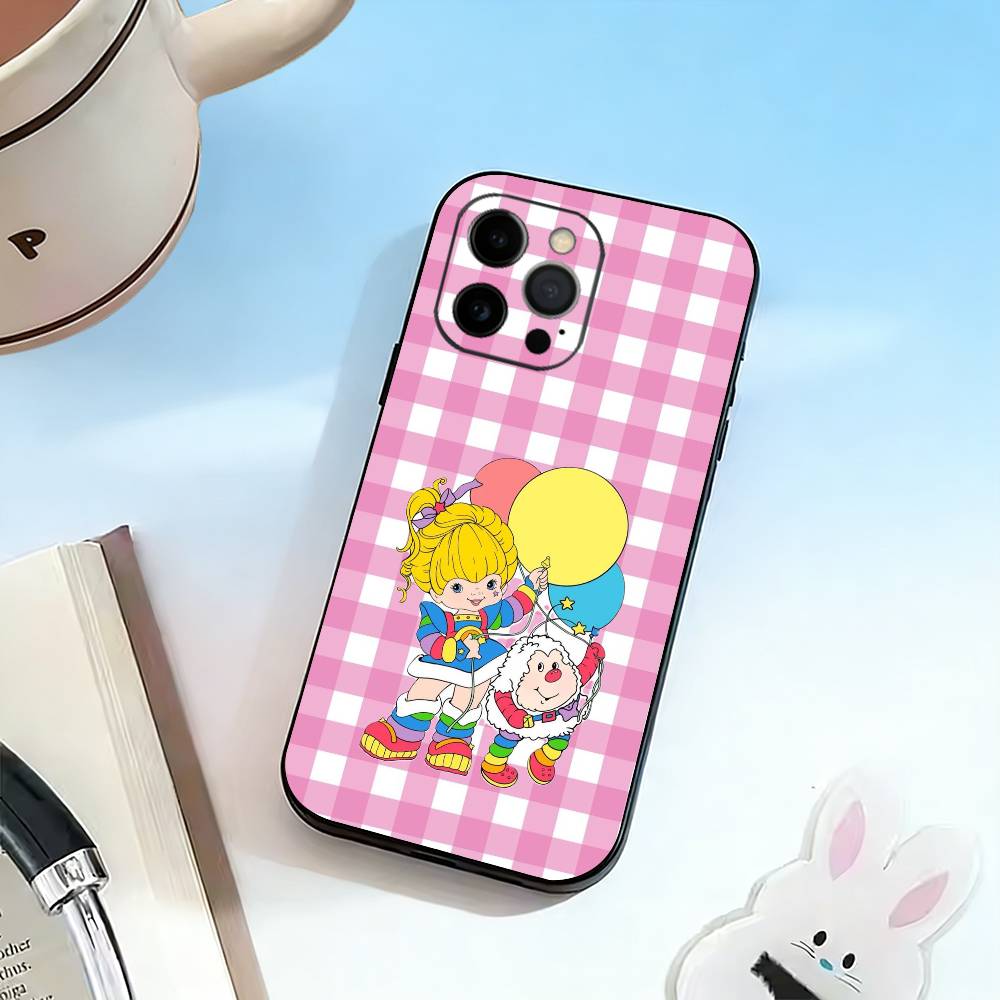 Color Kids Rainbow Brite Phone Case For iPhone 17,16,15,14,13,12,11 Plus,Pro Max,XS,Soft Silicone Black Cover