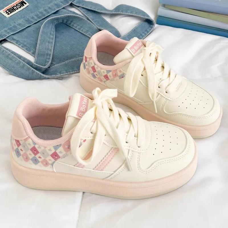 Fashion Women's Sneakers Autumn Mix Color Plaid Women Shoes Breathable Lace Up Sports Shoes Woman Comfortable Soft Running Casual Shoes