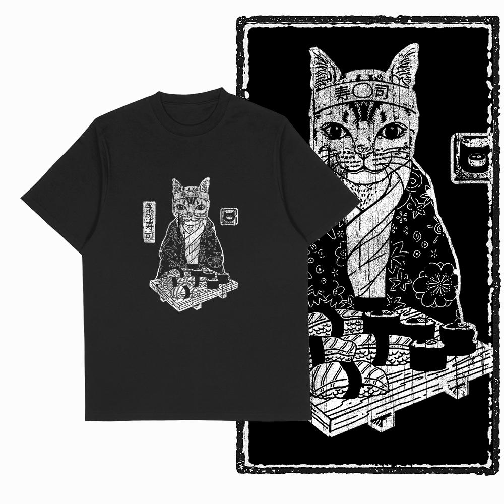 COOLMIND 100% Cotton Short Sleeve Cool Cat Print Men Tshirt Casual Summer Loose Men Cat T Shirt o-neck t-shirt Men Tee Shirts