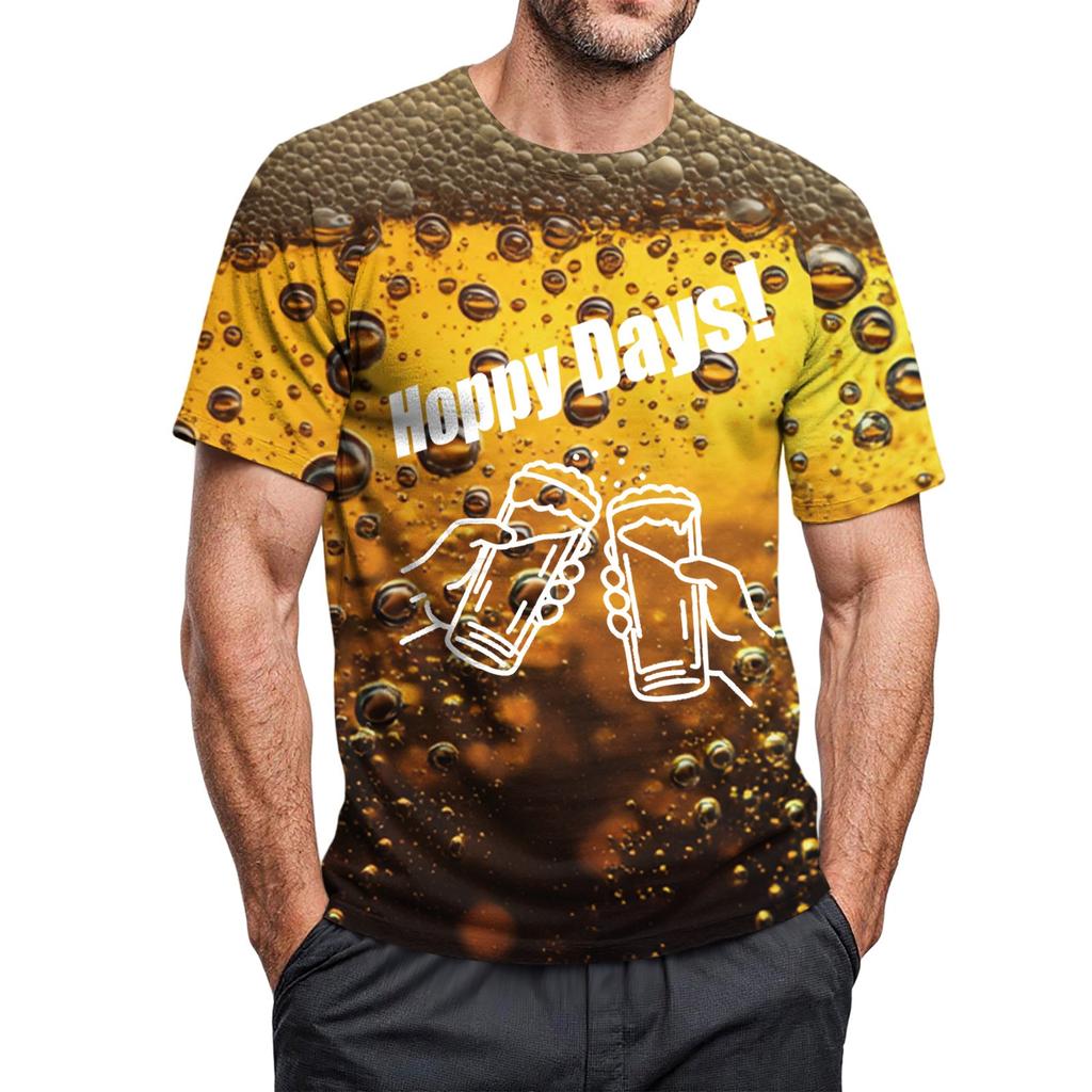 Men's Crew-neck Casual Printed Short-sleeved T-shirt Top