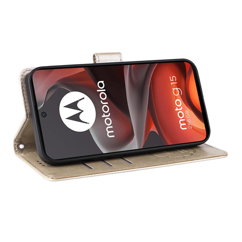 Ständerhülle für Motorola Moto G15 4G/G15 Power 4G Schmetterling Blumenmuster Geldbörse Leder Handyhülle