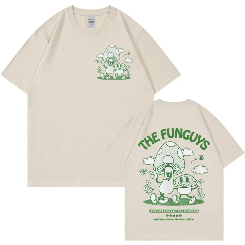 THE FUNGUYS Funny Shroom T-shirts Unisex Mushroom Retro Cartoon T-shirt Men Fashion O-Neck Humor Short Sleeve T Shirt Streetwear