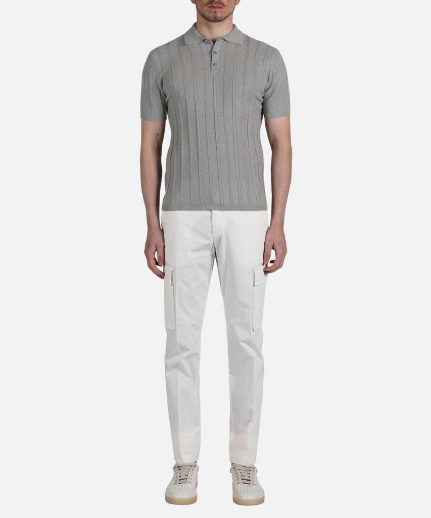PANICALE Gray Striped Linen Polo Shirt