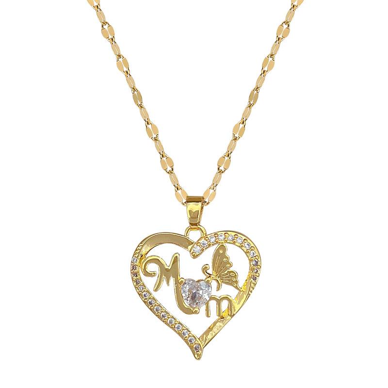 Butterfly Love Mm Light Luxury Temperament Gorgeous Full Diamond Necklace Female Versatile Collarbone Chain Titanium Steel Chain
