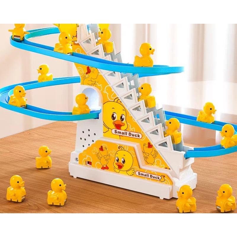 1SET Little Duck Climbing Stairs Little Yellow Duck Climbing Stairs Slide Track Toy Climbing Stairs Duck