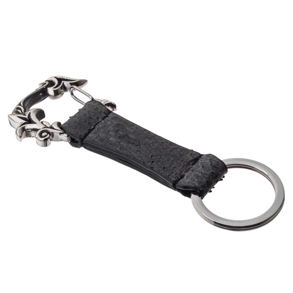 Artemis Klassische Florale Karabiner-Schlüsselanhänger, Pythonskin, Herren, ACLK0024, Herren Marken Schmuck, Edelstahl Schlüsselanhänger, Schlüsselring