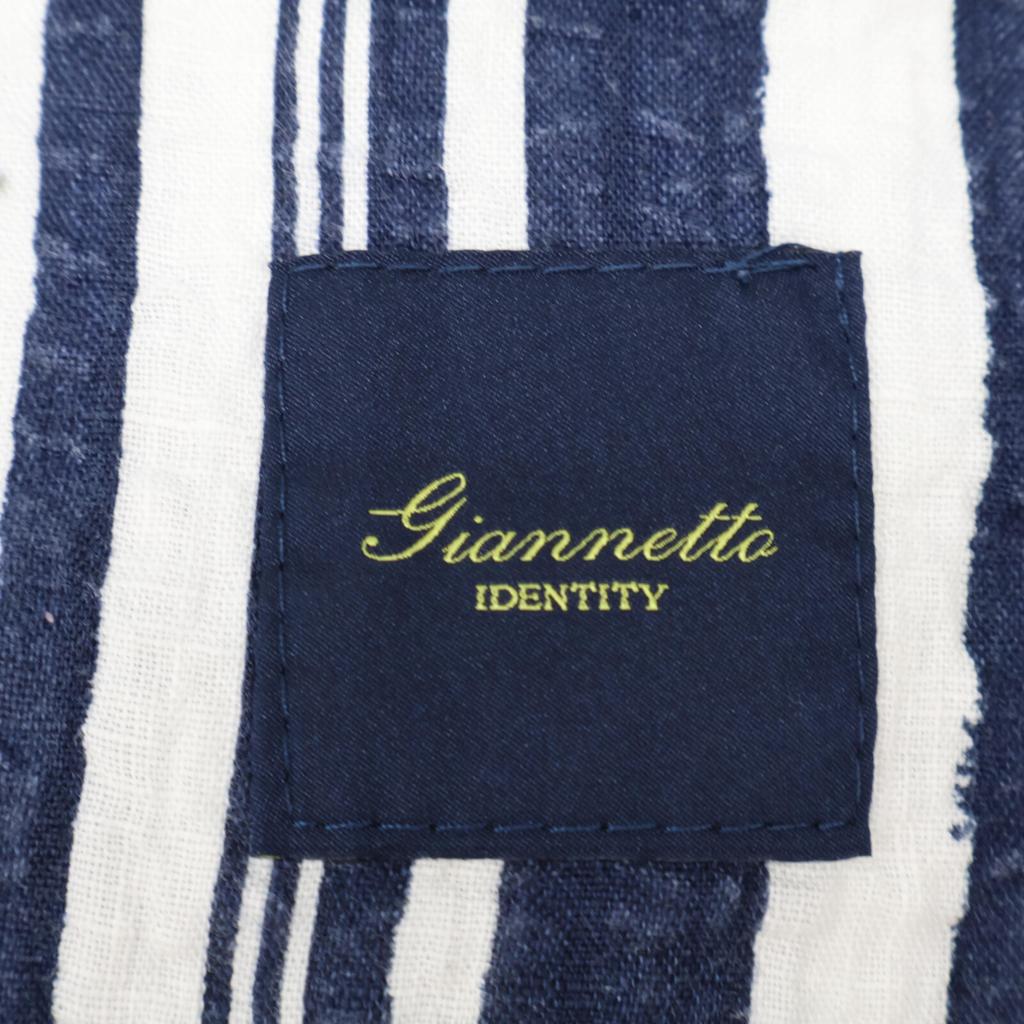 GIANNETTO Blue x White Striped Linen CORALLO Seersucker Jacket Jacket 46 blue/whiteUsed