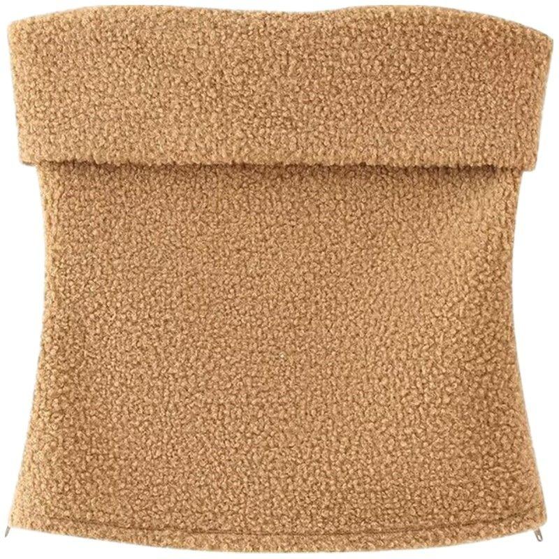 

Fashion Style 2023 Winter New Women s Clothing Stylish Easiest for Match Texture Tube Top Tops 8827327 700 Brown L