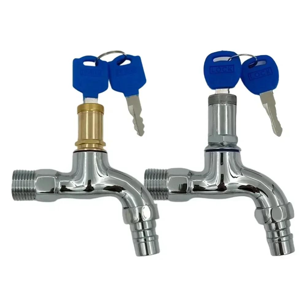 

Anti-theft Faucet Water Tap 1/2 male Thread Metal Rotary Switch Alloy Faucet Bibcock For Kitchen Outdoor Garden With Lock Key