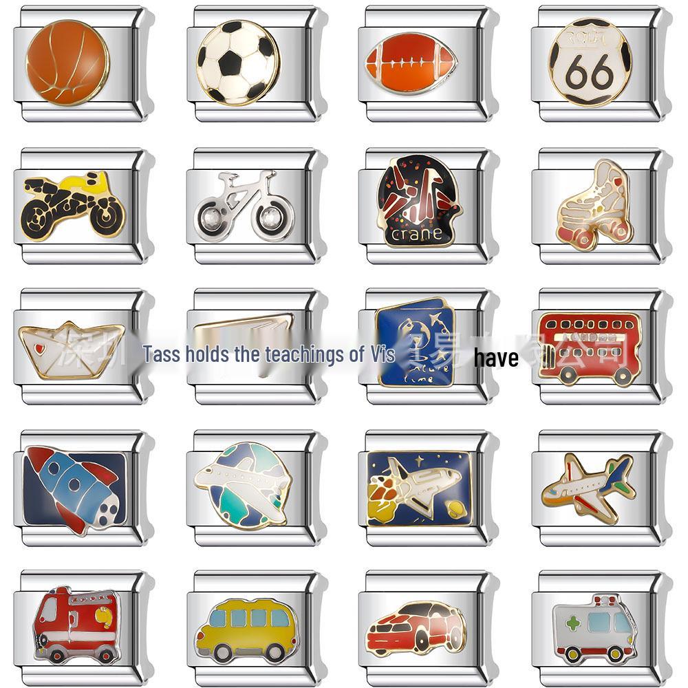 9MM Ball Plane Series Cartoon Module Charm Bracelet - DIY Stainless Steel Jewelry Gift