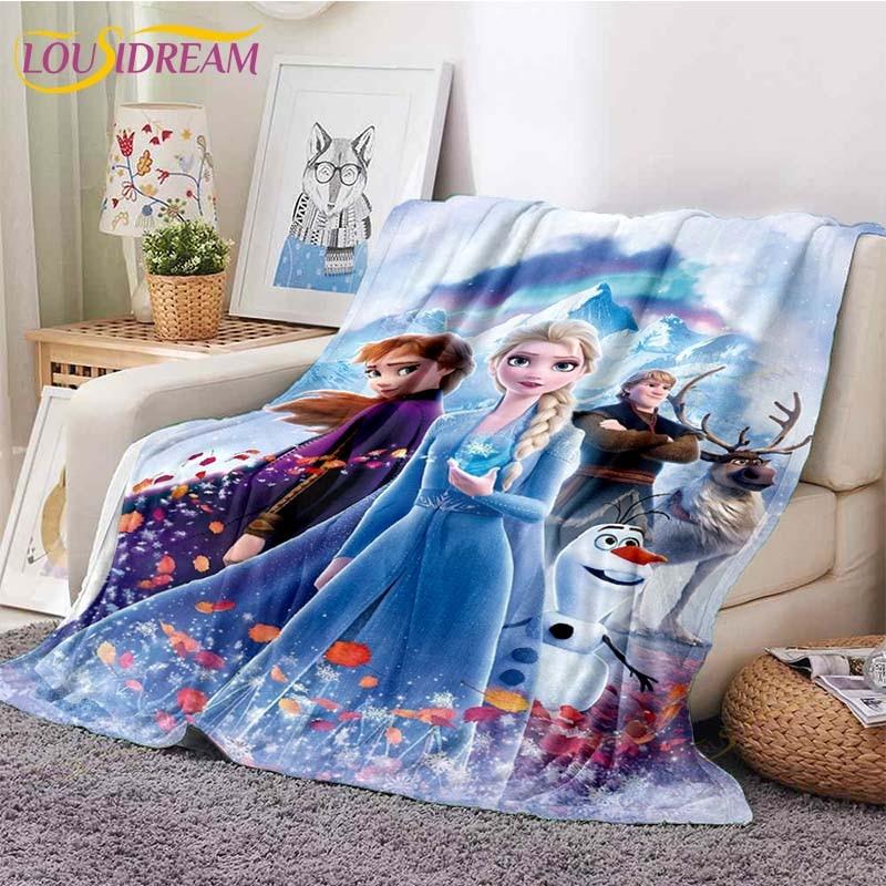 3D Cartoon Frozen Blanket Ultra Lightweight Soft Plush Flannel Throws Blanket for Sofa Bed Couch Best Office Gifts