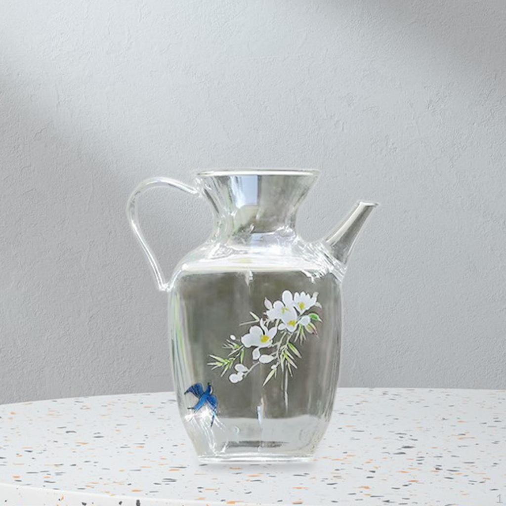 300ml Glass Teapot Cold Water Kettle, Portable Iced Tea Pitcher, Clear Kettle for Flower Tea,