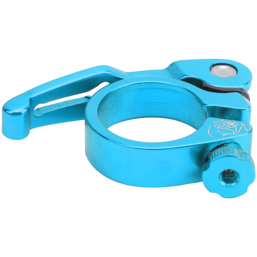 31.8MM Bike Seat Clamp Aluminum Alloy Quick Release Mountain Road Bike Seatpost ClampBlue