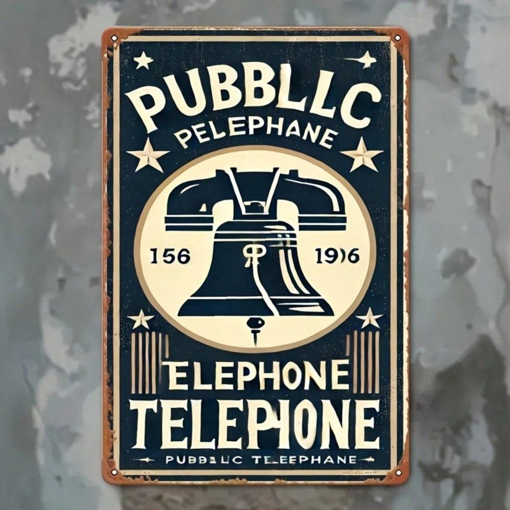 Telefon-Logo Metallblechschild Retro Wanddeko Rustikales Bar Café Garage