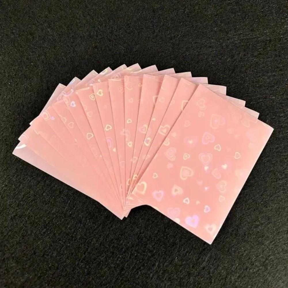 50pcs Pack Laser Heart Pattern Card Photo Protection Cover  for Student Cards Protection