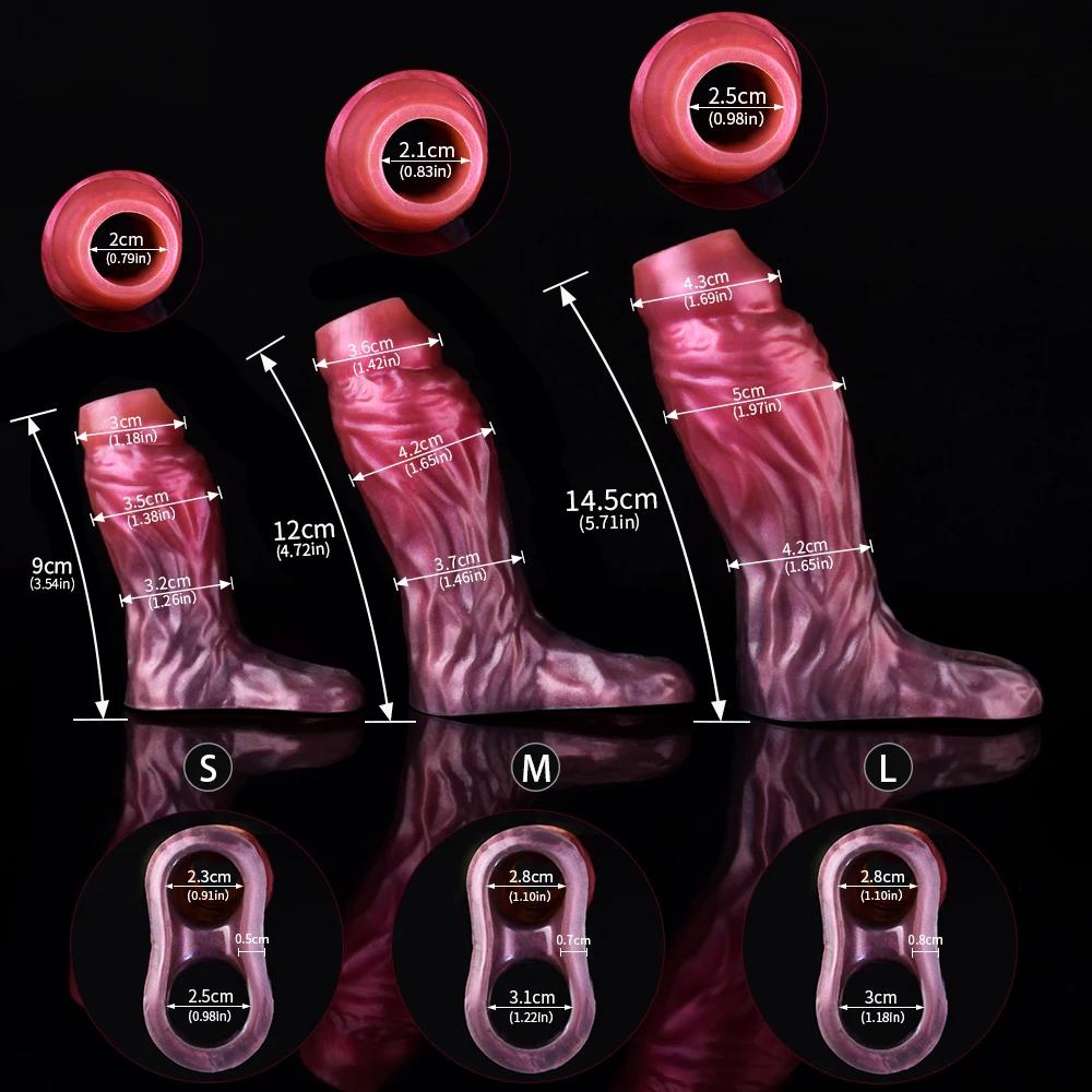 Fantasy Ribbed Dildo Open Ended Sheath Silicone Sleeve Men Enlargement Masturbators