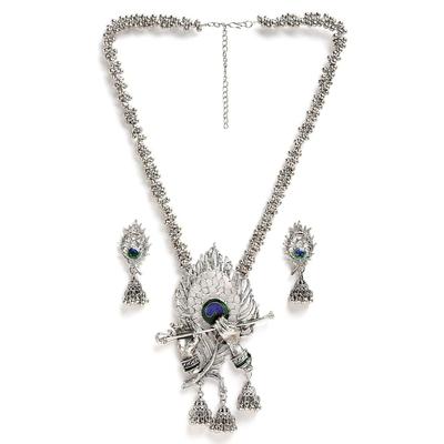 Nieuwste Stijlvol Design Fancy Traditioneel Geoxideerd Zilveren Ketting Sieradenset voor Vrouwen