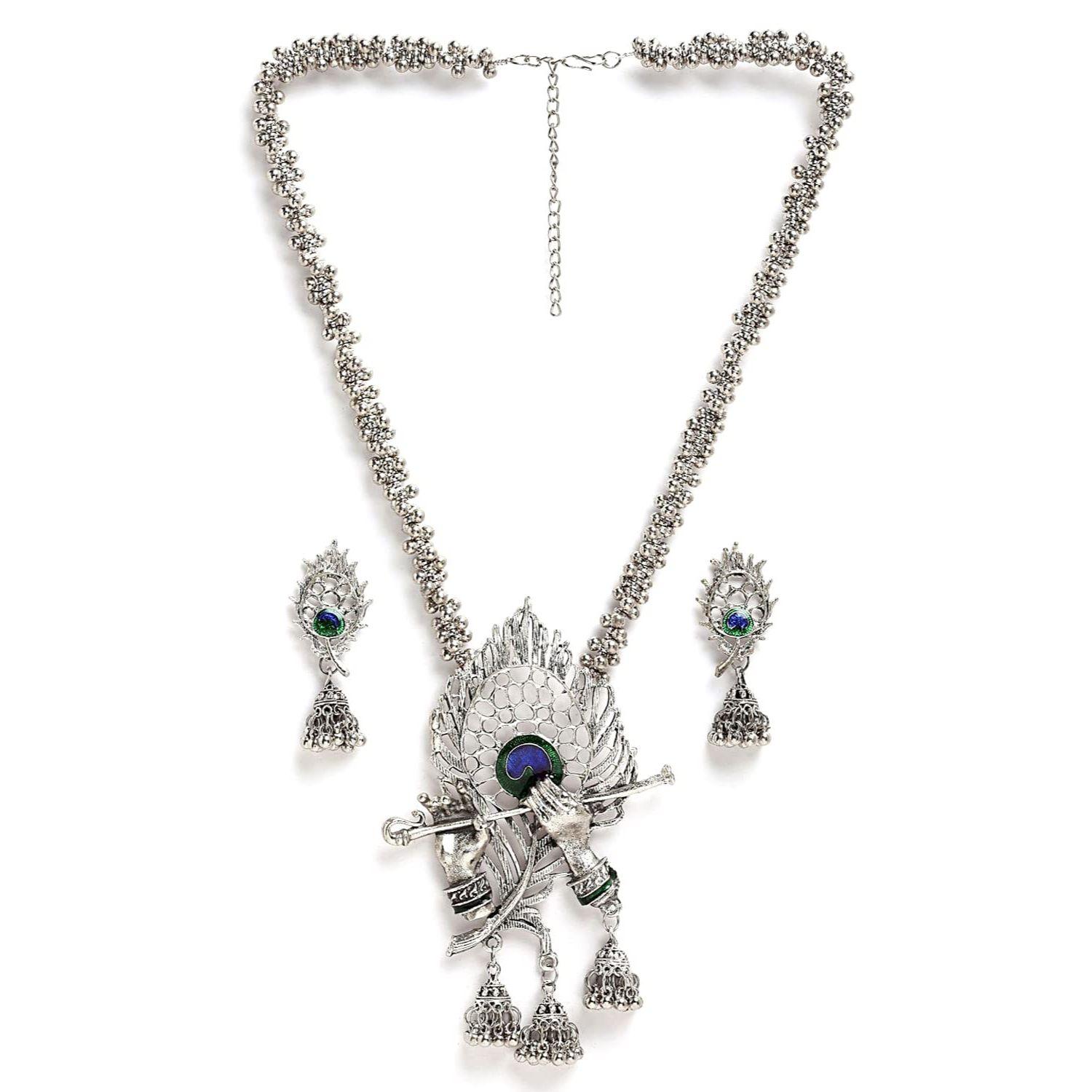 

Latest Stylish Design Fancy Traditional Oxidised Silver Necklace Jewellery Set for Women