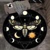 1pc Witchy Moon Phases Rug - Death Moth Pattern, Round Rug for Living Room, Bedroom Chair Cushion Decoration, Crystal Velvet