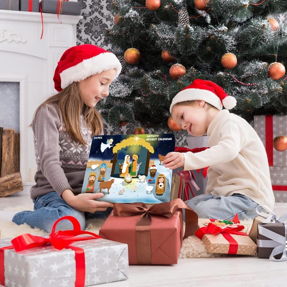 Nativity Scene Advent Calendar Resin 24 Days Christmas Countdown Calendar Christian Religious Gifts 2025 Desktop Ornaments