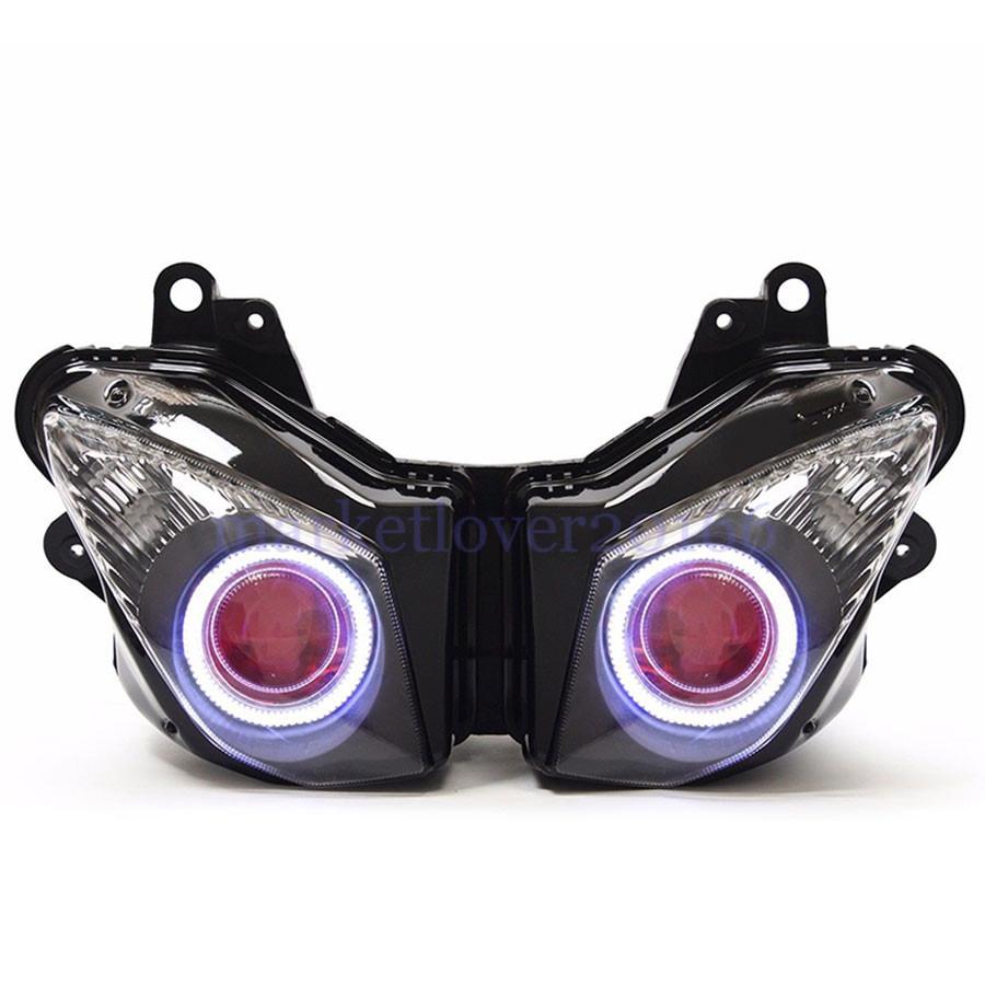Motorcycle Headlamp Custom Modified Head Light HID Projector Headlight Assembly LED Angel Eyes For Kawasaki Ninja ZX6R 2009-2012