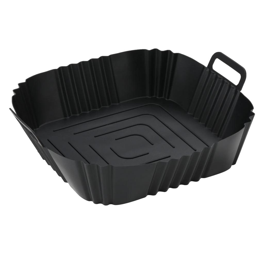 1pc of 22cm silicone air fryer oven baking plate pizza fried chicken silicone basket reusable air fryer liner accessory