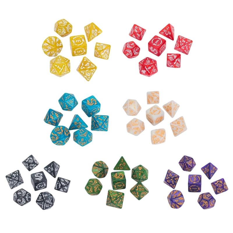7Pcs Different Number of Face Educational Number Dices Desktop Acrylic Dices Set