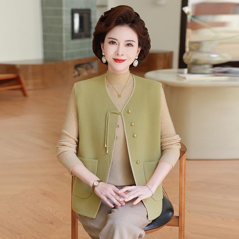 New Autumn Chinese-Style Vest for Middle-Aged & Elderly Women - Sleeveless Jacket for Spring & Autumn