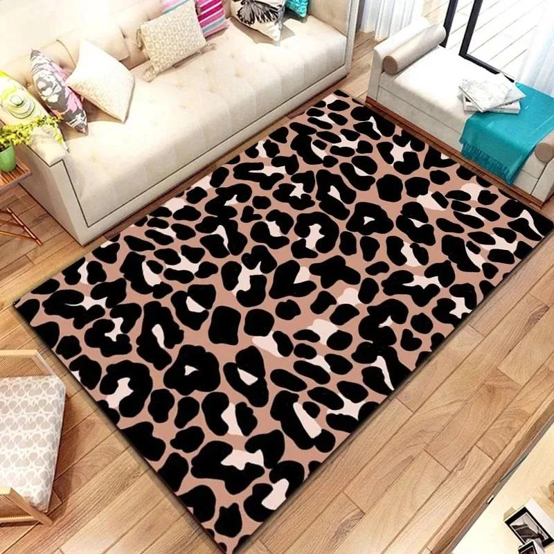 Tapis Imprimé Léopard Porte d'Entrée Sol Paillasson Lavable en Machine Tapis Décor Salon Salle de Bain Tapis Doux Antidérapant