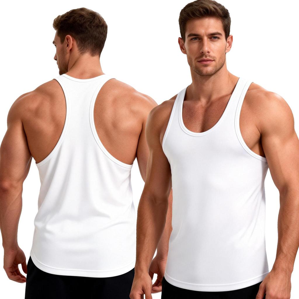 Sommer Mænds Y-ryg Muskel Tanktoppe Hurtigtørrende Ærmeløs Træningsskjorte til Fitness Bodybuilding Træning Stringer Vest