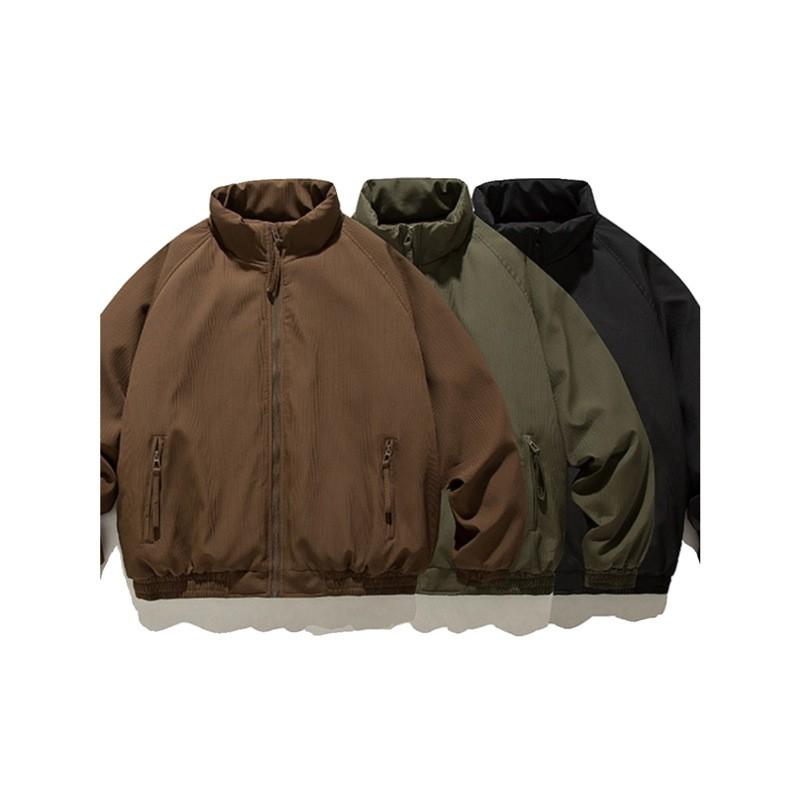 Japanese Vintage Winter Thick Warm Solid Basic Cotton Puffer Jacket Loose Fit Men Women