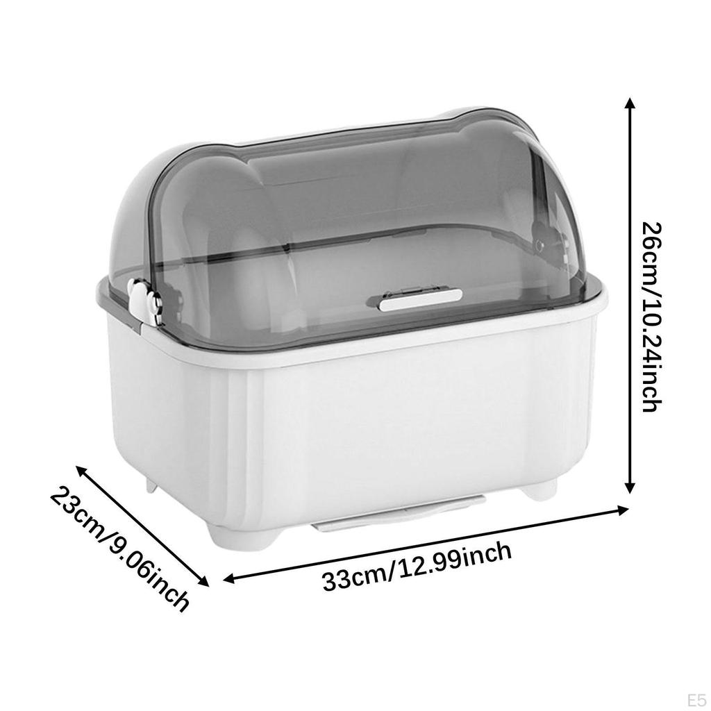 Dish Rack Dryer Tray Drainer Space Saving Dustproof Bowl and Chopstick Utensil Storage