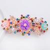 Single Large Large Rhinestone Hair Clip Spring Loaded Rectangular Hairpin with Multicolor Flower Design for Ponytails, Prom, Weddings & Special O