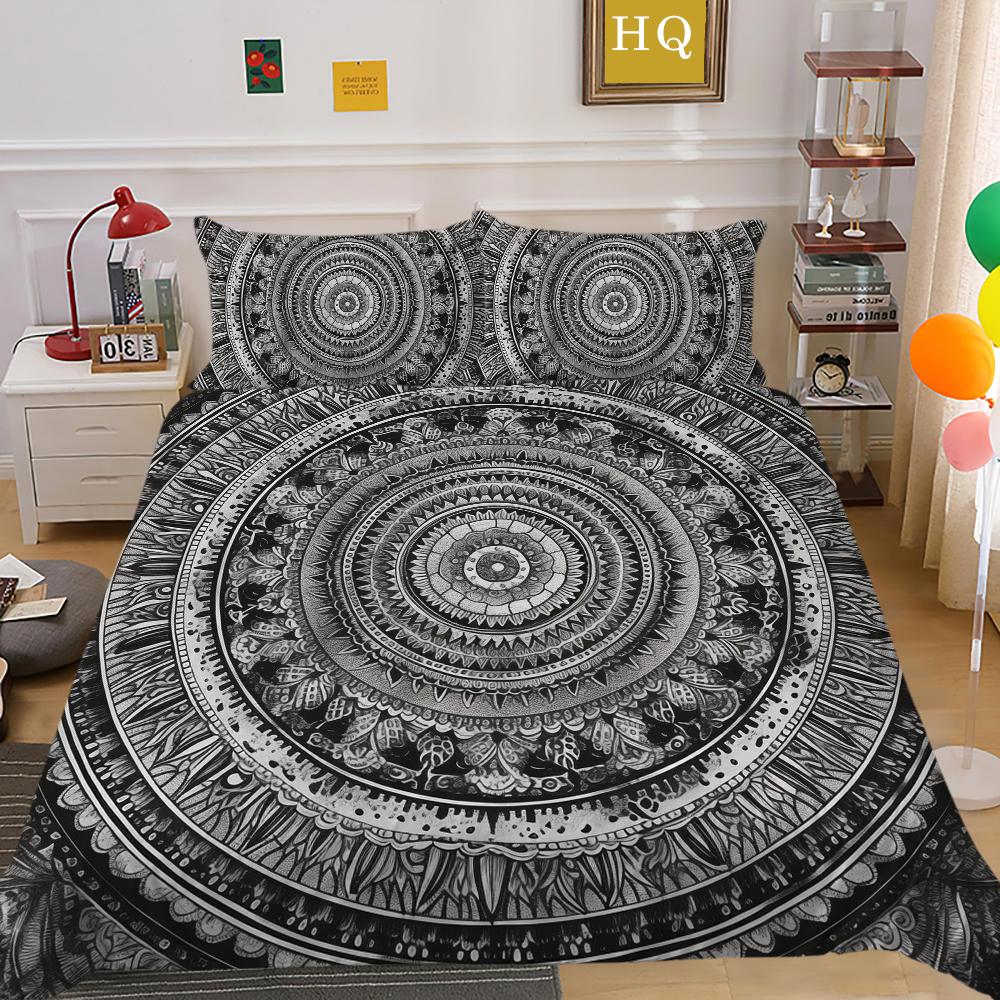 Seturi de lenjerie de pat de lux Textile de casă pentru fete Cuverturi de pilote Lenjerie de pat cu dimensiuni duble Mandala Decorare dormitor de rang înalt