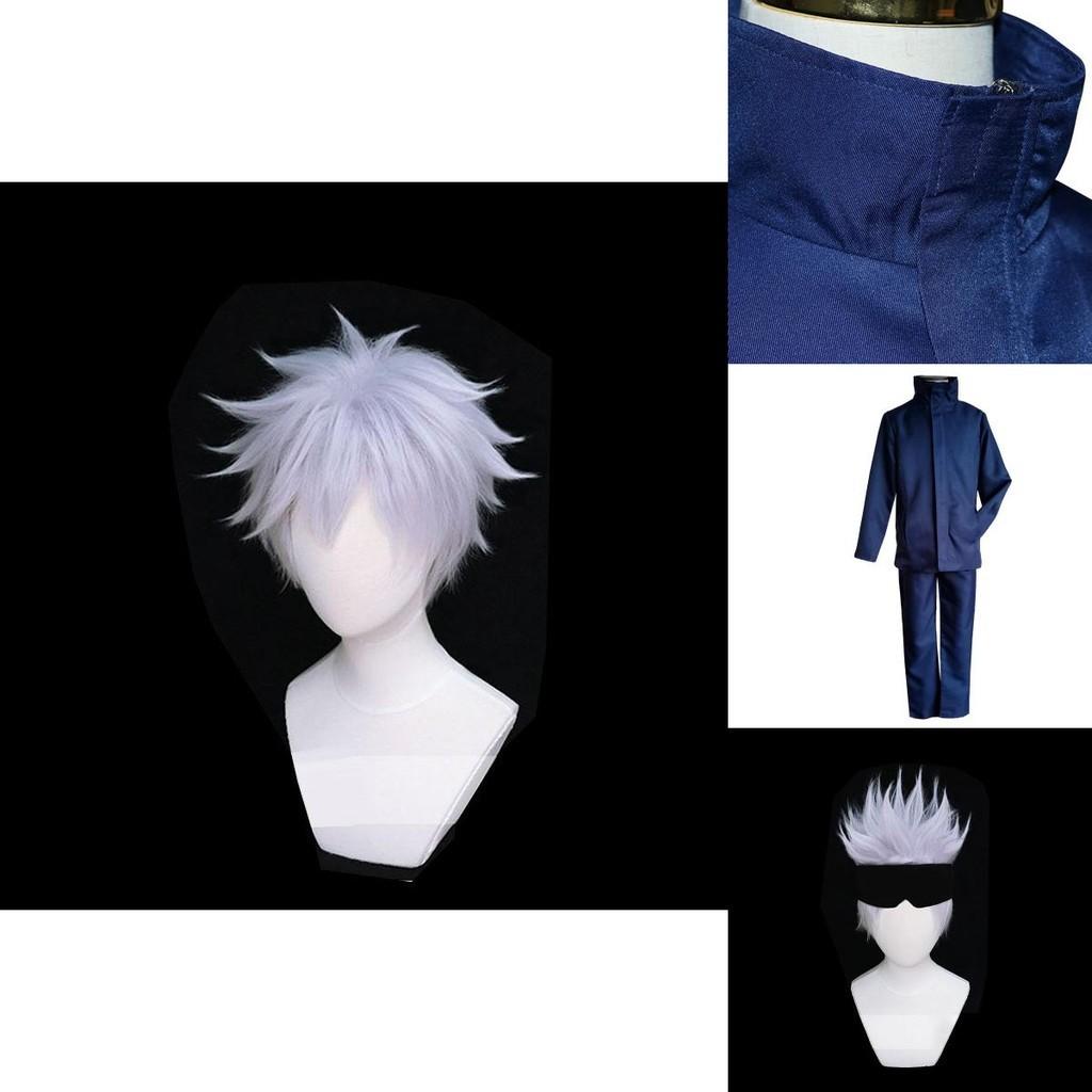 Autentyczny Kostium Cosplay Jujutsu Kaisen Gojo Satoru Peruka Męski Garnitur Mundurek Szkolny Strój Na Imprezy