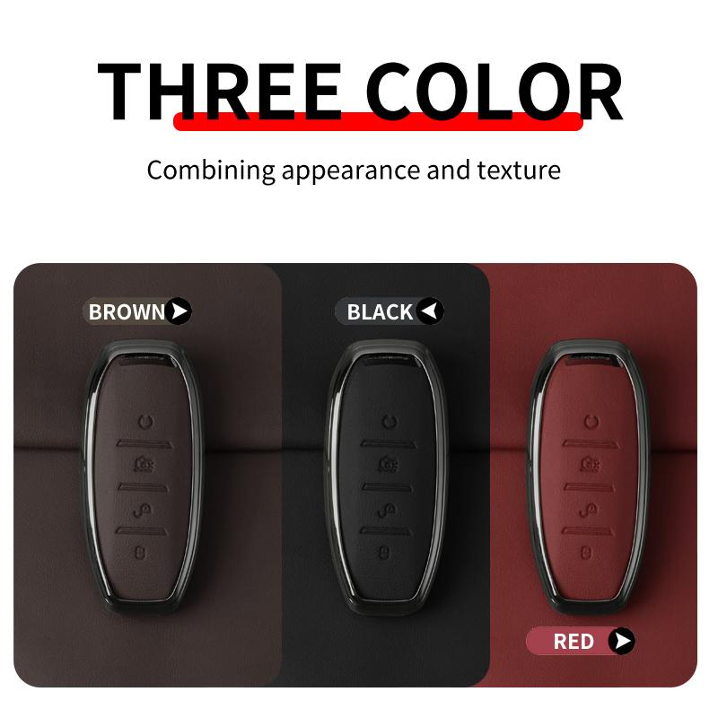 Car Key Fob Case For Byd Atto 3 Han Ev Dolphin Lied Tang Dm Qin Plus Song Pro Max Yuan Car Key Case Zinc Alloy Leather Case