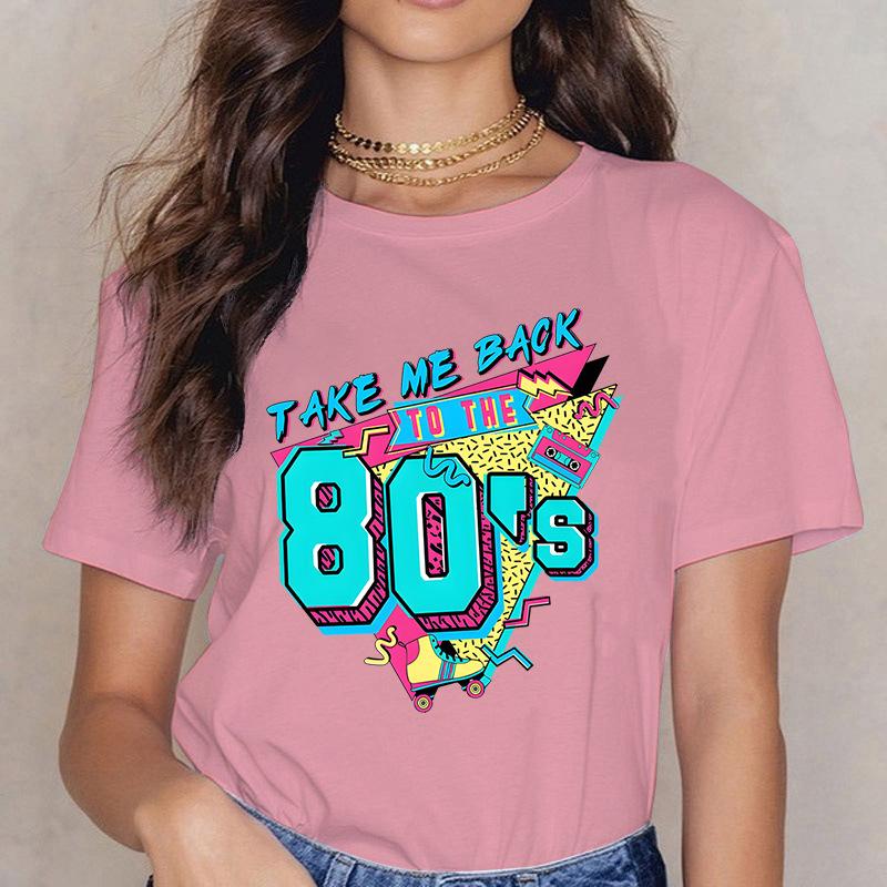 Take ME BACK TO THE 90'S Fun Letter Printed Casual Loose Round Neck Cotton Short Sleeved Top T-Shirts Women’s