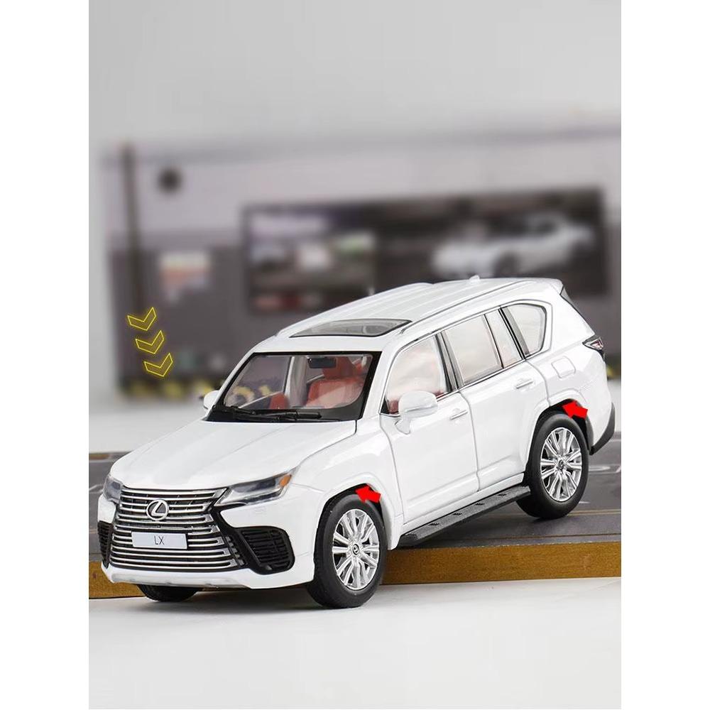 Jucărie mașină sport SUV Lexus LX600 1/32 1:32 JKM Model miniatural turnat sub presiune Vehicul iluminabil Roți fără roți Cadou pentru băieți și copii