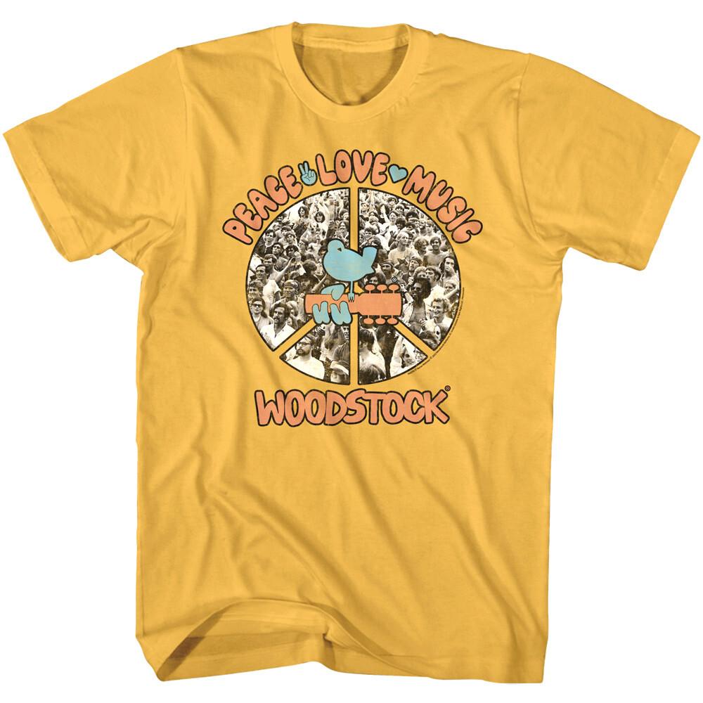 Woodstock Men T-Shirt Crowd Montage Peace Love Music  69 Rock Fest L
