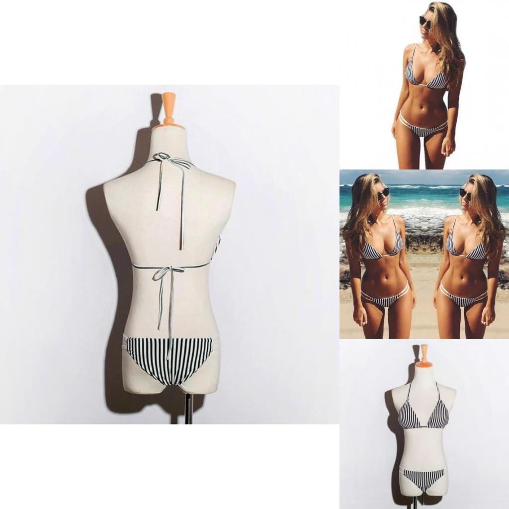 Premium Quality Women's Swimwear Stripe Bikini Set For Stylish Beachwear Fun