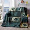 2026 New Arrivals Blue Dog Paw Print Flannel Blanket Ultra-Soft, Lightweight & Durable, Perfect for Sofa, Bed, Travel & Camping Machine Washable, Idea