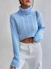 2024 Autumn/Winter Women's High-Neck Cable Knit Pullover Sweater